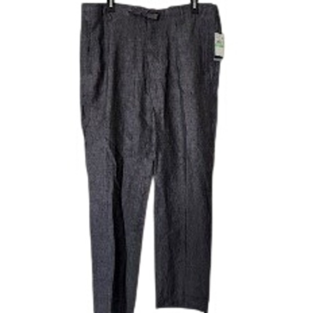 Perry Ellis Mens Gray 100% Linen Blend Drawstring Pants Size 34 Coastal Preppy